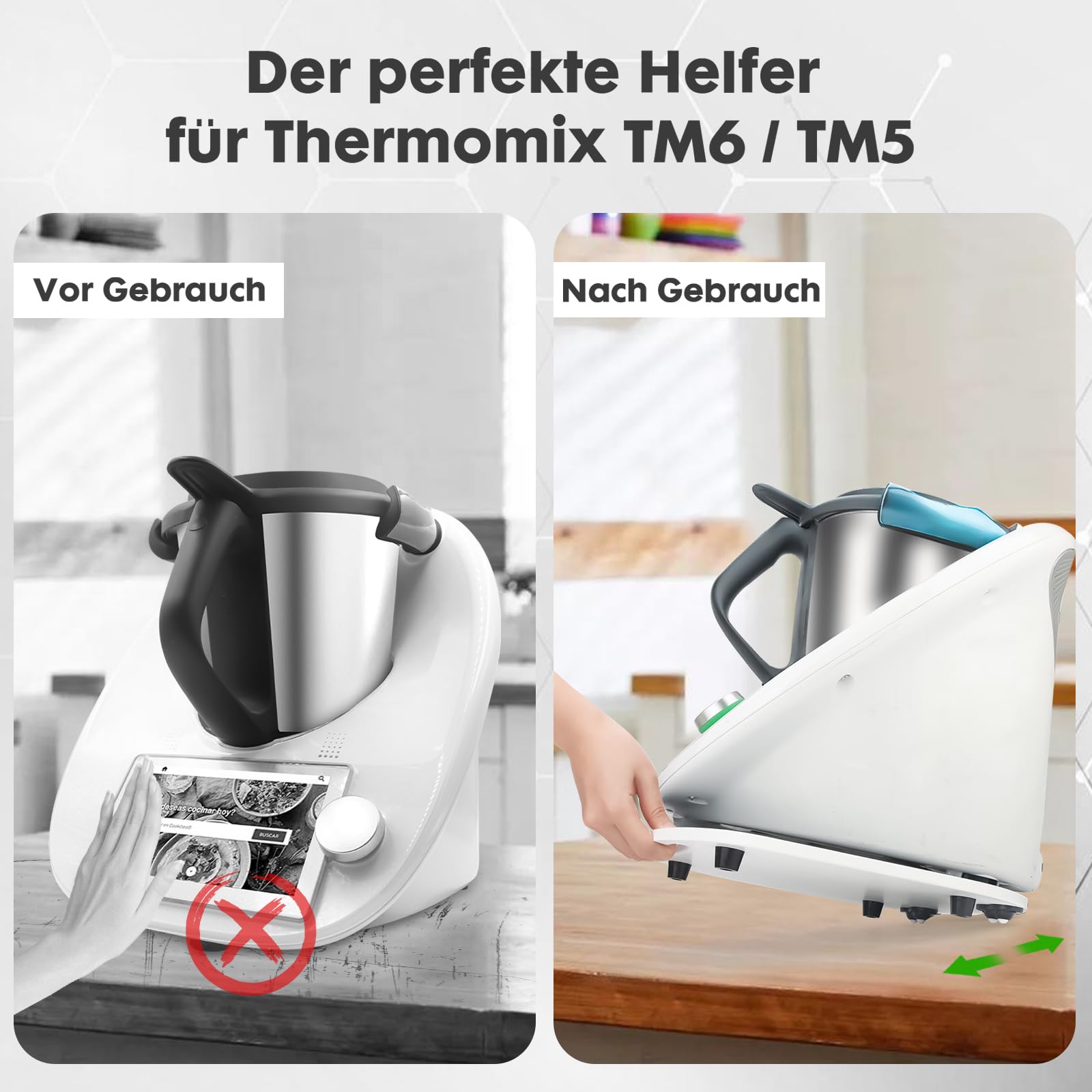 Schuifplank Voor Keukenmachine - Premium Acryl Rolplank Voor Thermomix Handige Accessoire Voor Verplaatsen En Opbergen Zwart Keukenhulp Voor Tm5tm6 Ruimtebesparende Onderlegger