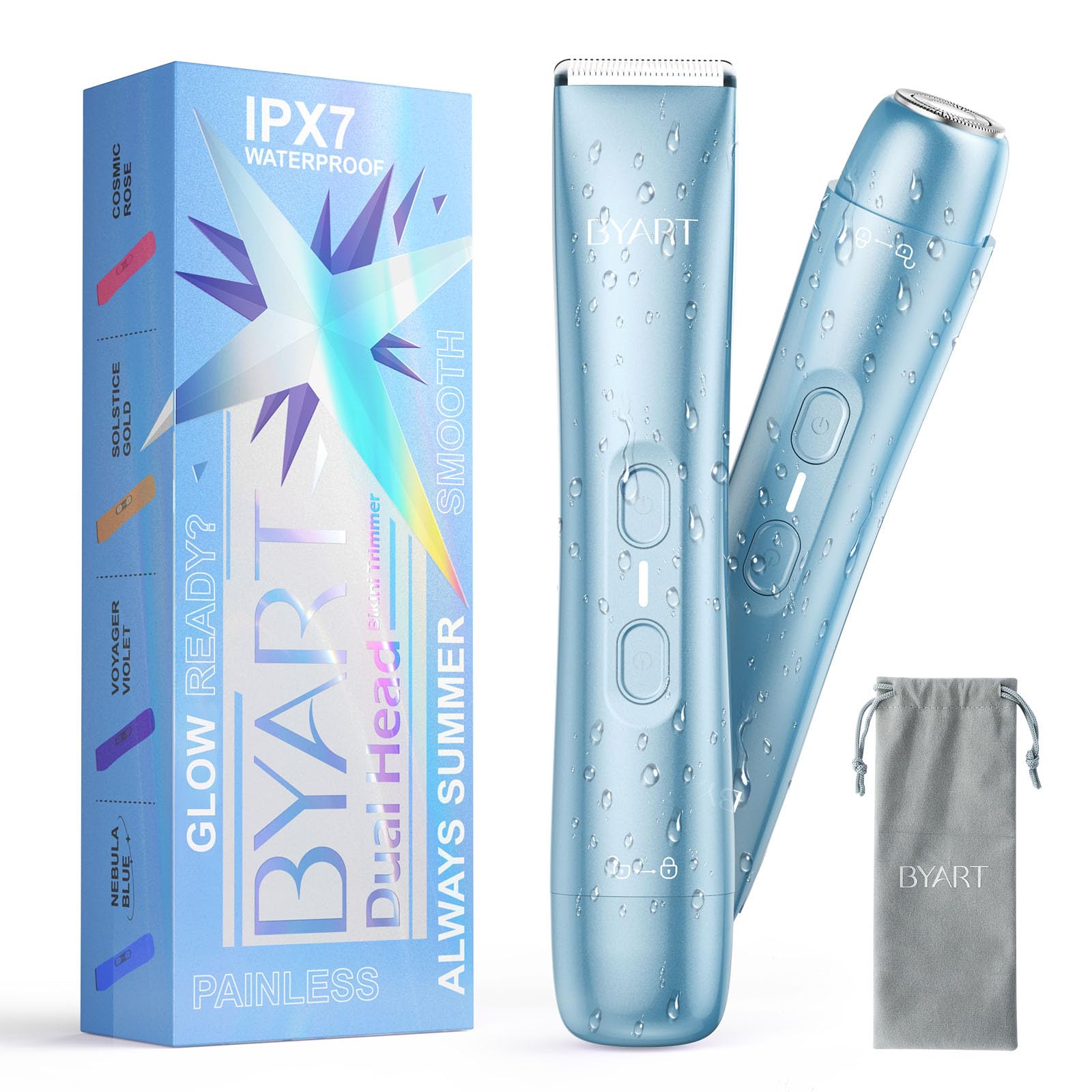 BYART 2-in-1 Dual Head Bikini Trimmer for Women, Replacement Shaving Heads