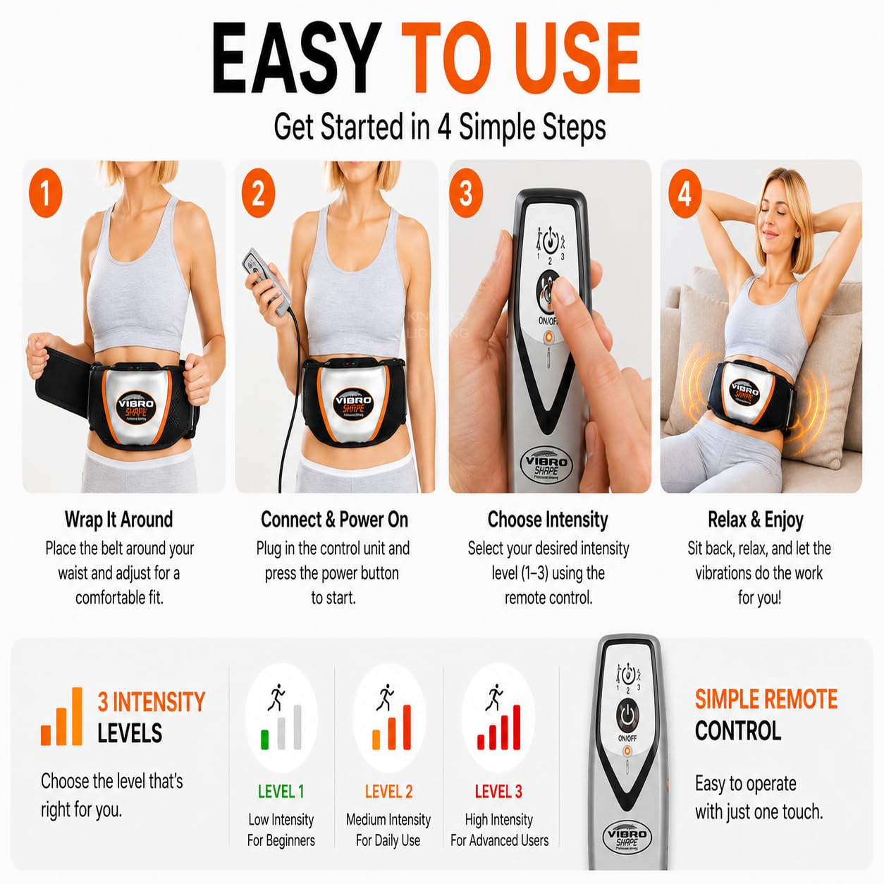 Electric Slimming Belt for Weight Loss, Vibrating Heating Massage Machine, Belly Fat Burner for Men and Women, Waist Trimmer, Body Pain Relief