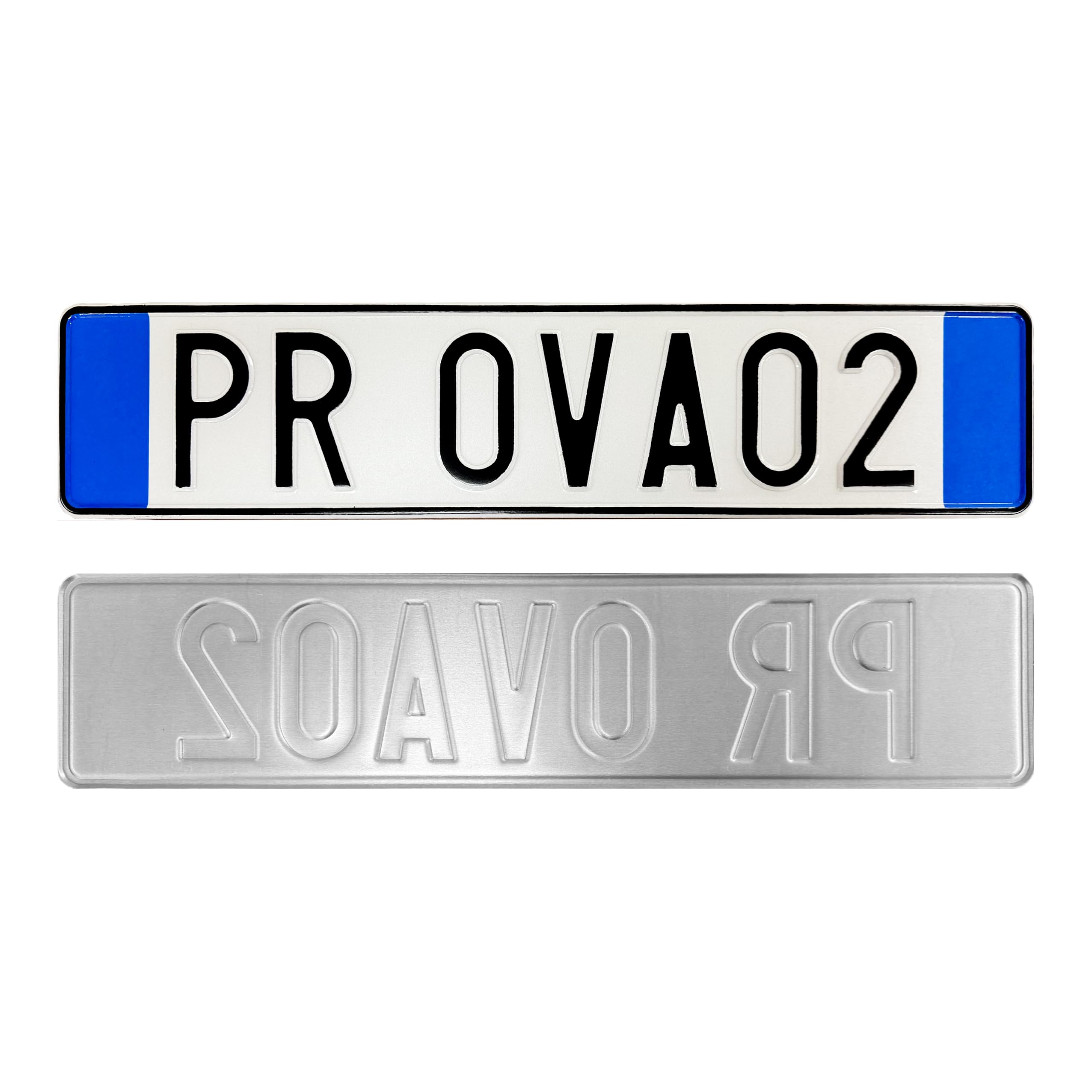 Targa Decorativa - Personalizzabile - Formato Modello Posteriore - in Alluminio Catarifrangente con Caratteri in Rilievo Battuto