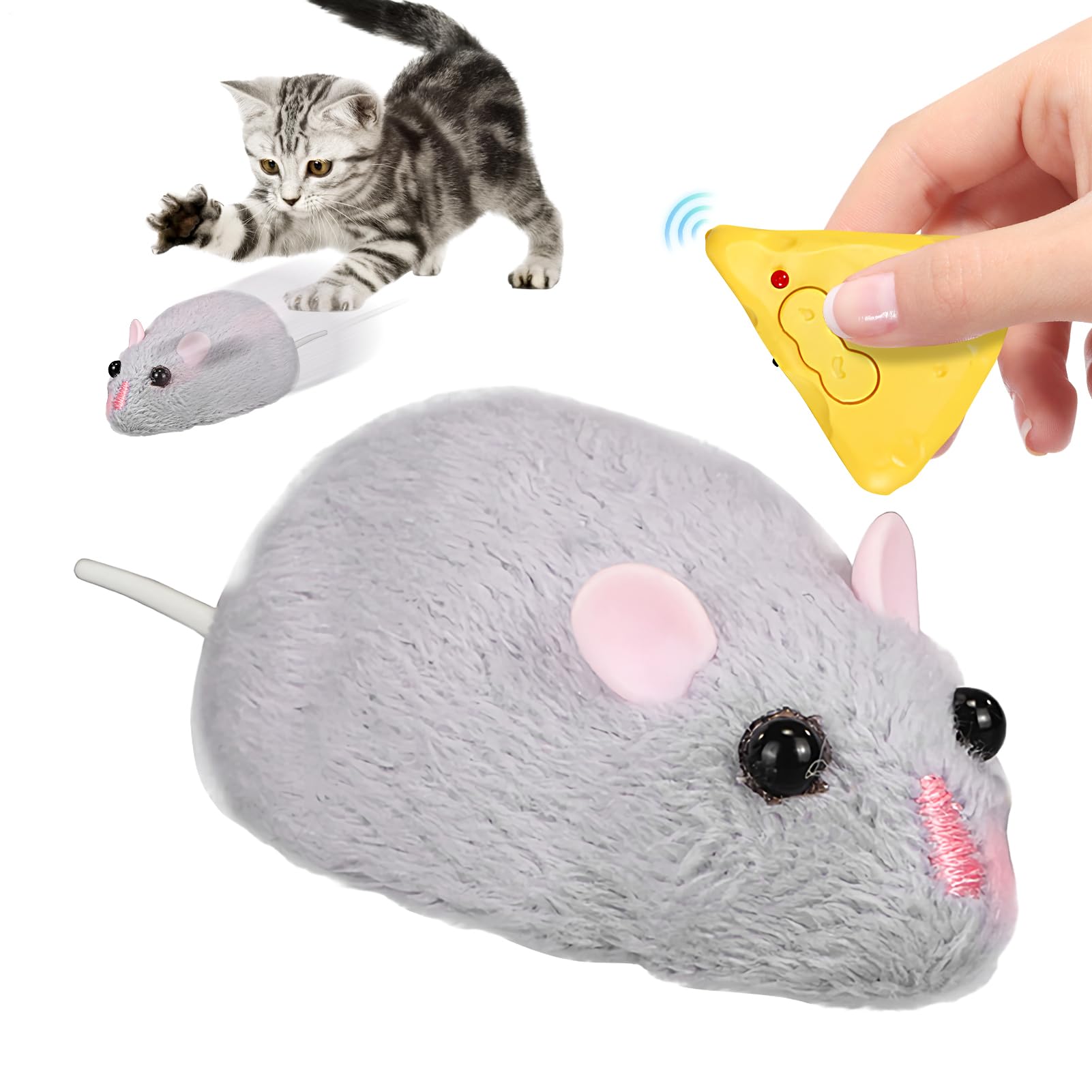 Souris jouet chat à contrôle sans fil et mouvements réalistes pour la chasse