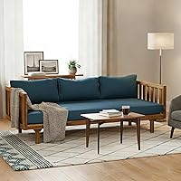 Merax Solid Acacia Wood 3-Seater Daybed Sofa with Cushions - Indoor/Outdoor Chaise Lounge for Living Room, Patio, Balcony