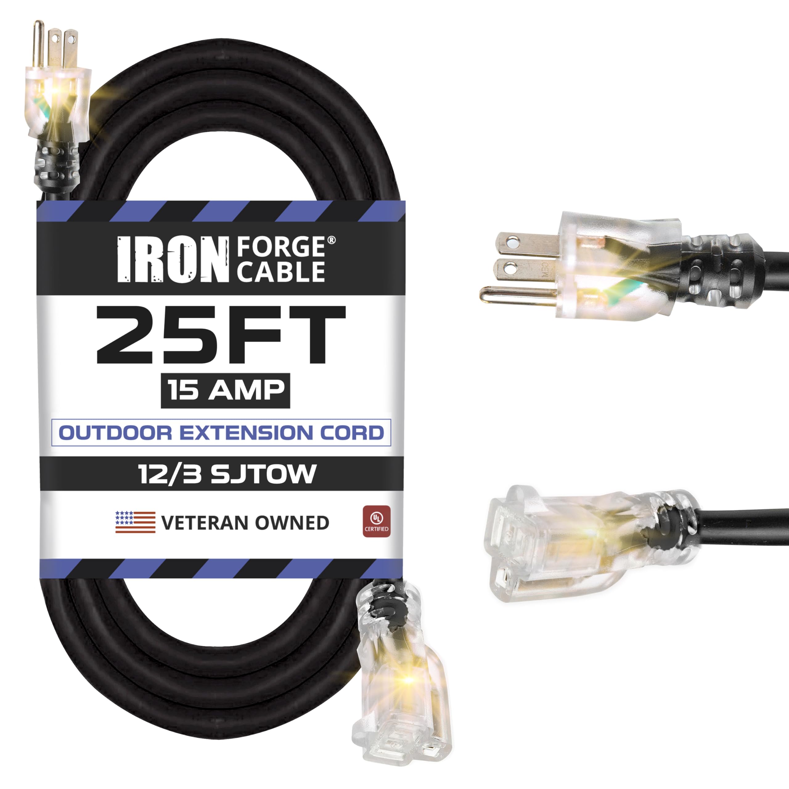 25 ft Cord Lg, 12 AWG Wire Size, Lighted Extension Cord 25 ft Cord Lg, 12 AWG Wire Size, Lighted Extension Cord