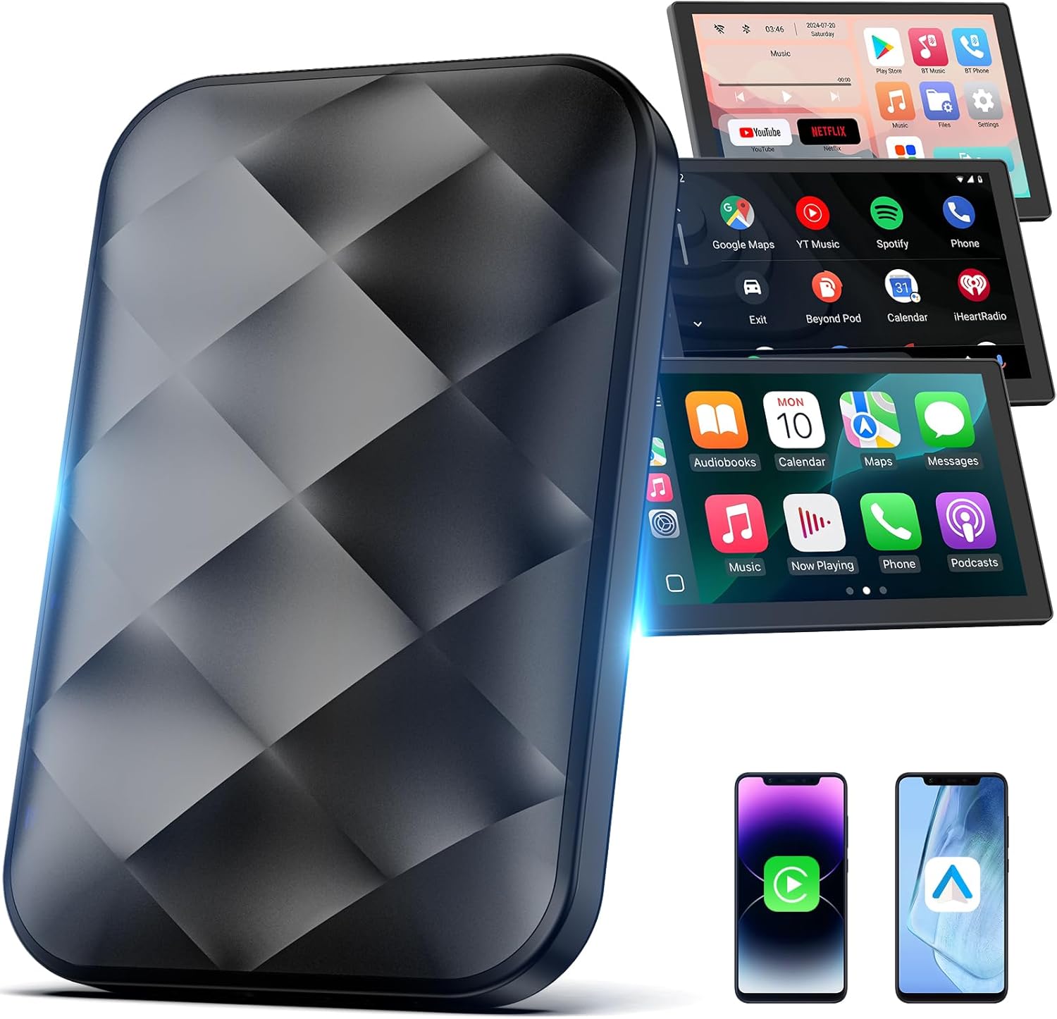 Magic Box 2.0?Wireless CarPlay Adapter for Apple CarPlay, Android Auto Wireless Adapter Converts OEM Wired to Wireless, Supports Netflix/YouTube/TF Card for iPhone iOS 10+ & Android