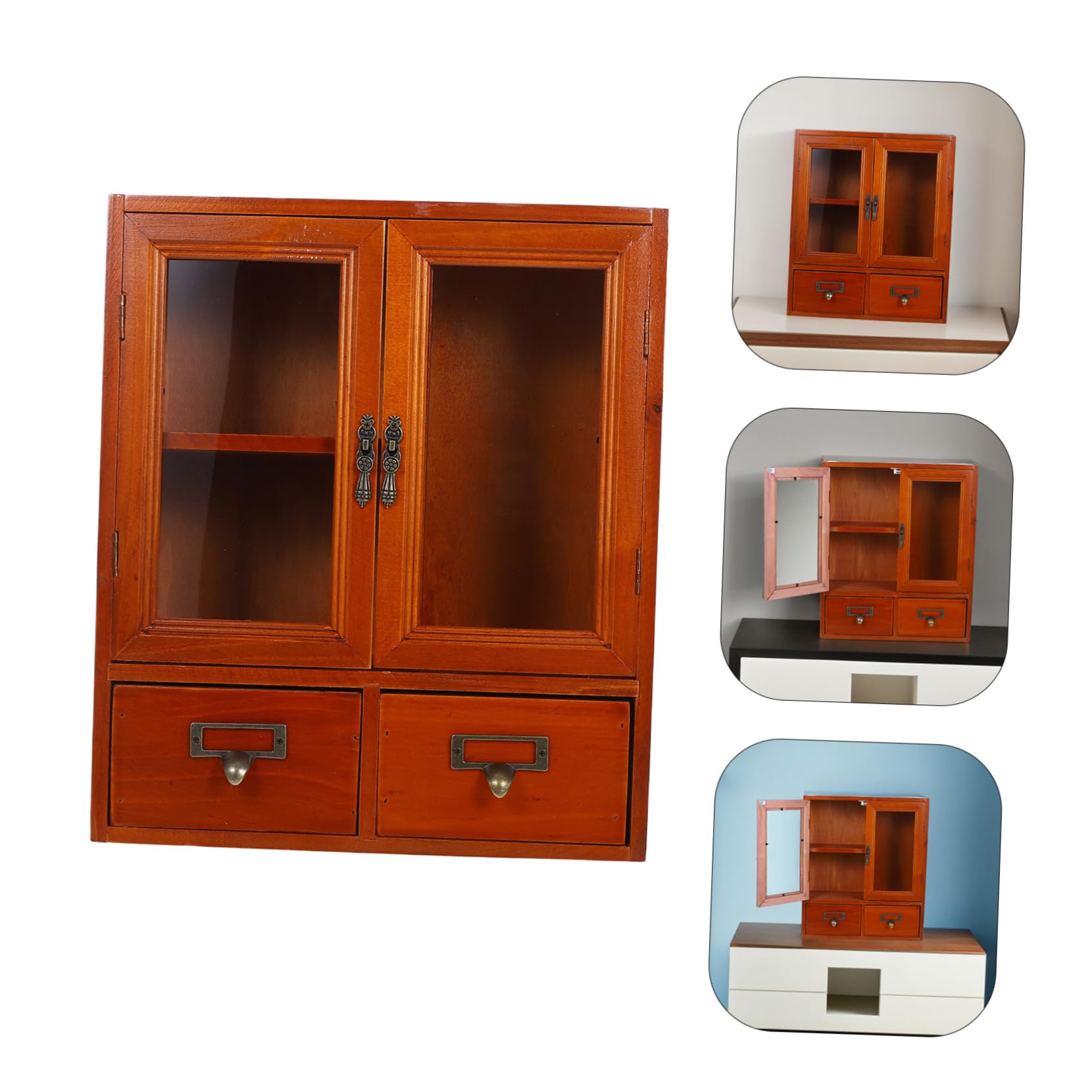 HEALLILY Mobiletto Portaoggetti in Legno da Parete Mobiletto Portaoggetti da Banco per Casa in Legno Contenitore Salvaspazio