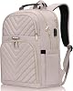 Backpack for Women, School Backpacks for Teen Girls, Stylish Cute Laptop Backpack, Teacher Student College Bookbags with USB Charging Port, Light Dusty Pink