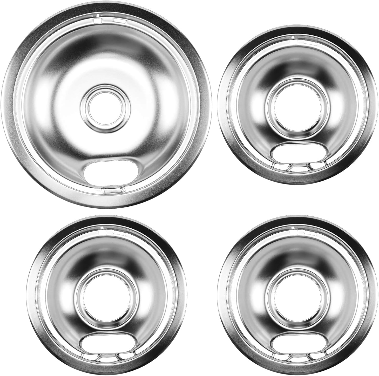 W10196405 Range 8 Inch Drip Bowl &amp;W10196406 Range 6 Inch Drip Bowl(3 Pack) Chrome Plated for Electric Surface Burner by Cenipar