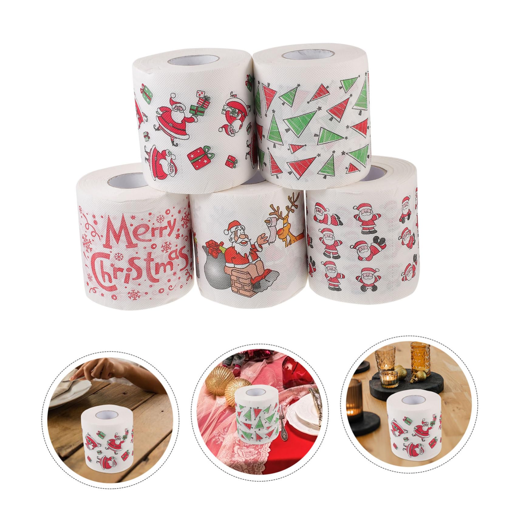 Healeved Servilletas Desechables con Diseño Original de Pulpa de Madera Navideñas Paquete de 5 Buena Capacidad de Absorción para Fiesta de Cena de Navidad