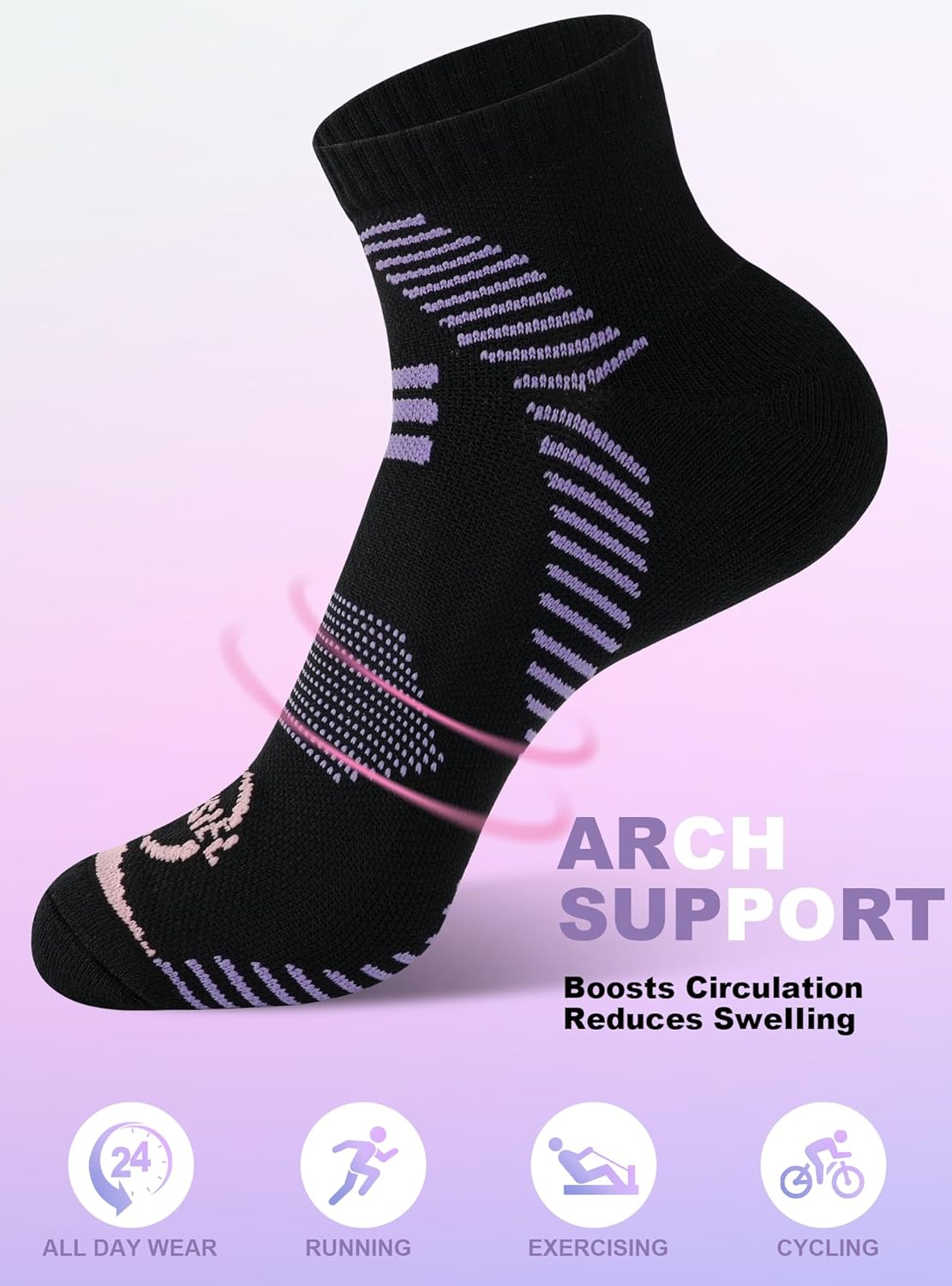 Trusiel Women Ankle Compression Athletic Running Socks No Show Low Cut 5 Pairs - Image 3