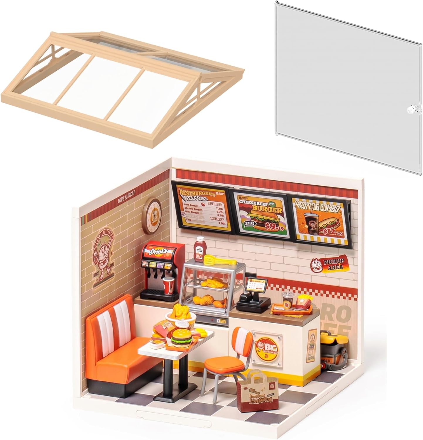 ROBOTIME Miniature House Kit DIY Plastic House Building Toy Set with Accessories Dust Proof Roof and Door