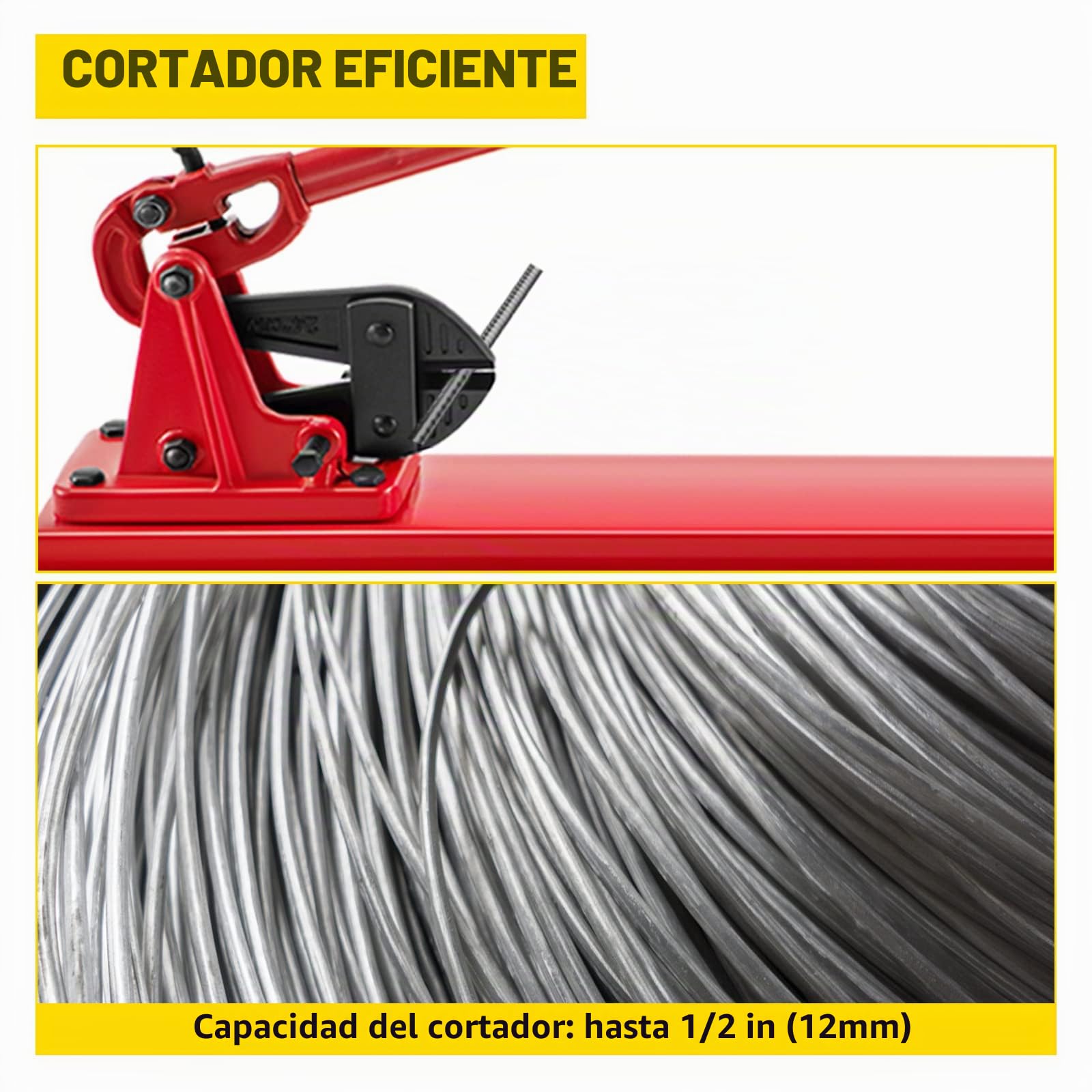 VEVOR Engarzadora de Banco de 61 cm Herramienta de Engarzado Manual de Acero de Aleación con Capacidad de Corte de 9,5 mm para Construcción de Cables, Industria Mecánica, Mantenimiento, Taller, Garaje