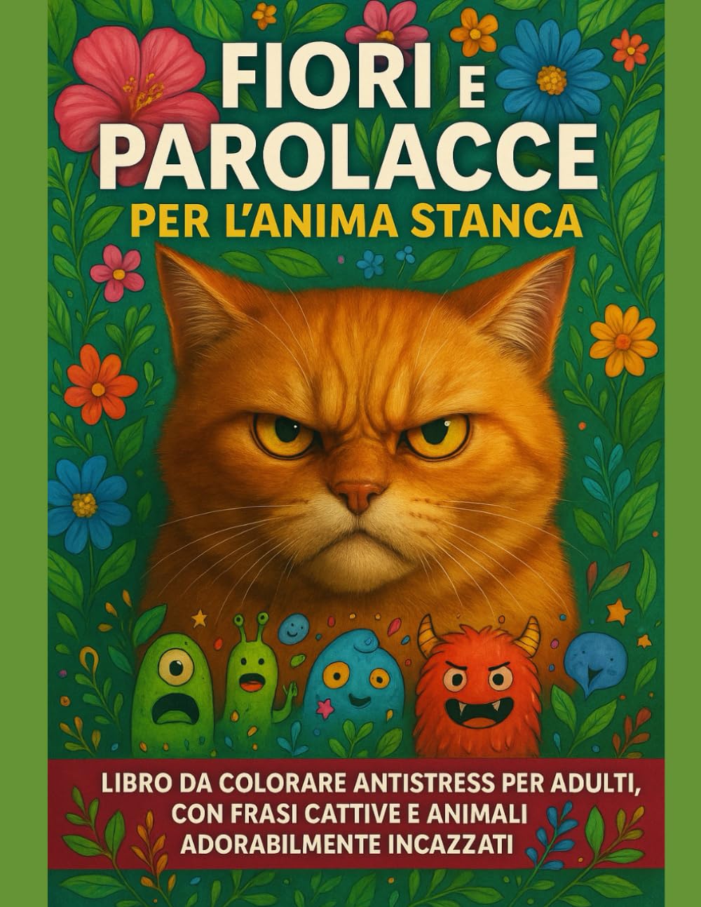 Fiori e Parolacce per l’Anima Stanca: Libro da colorare antistress per adulti, con frasi cattive e animali adorabilmente incazzati