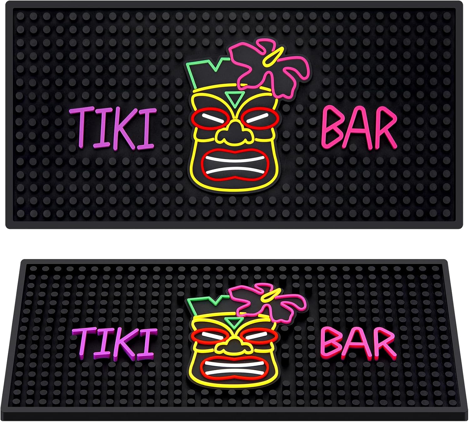 Jingmore Rubber Bar Mat for Bartending Coffee Bar Mat for Countertop Non Slip No Spill Tiki Table Pad for Home Cocktail Accessories(24 x12 Inch,Happy Hour Somewhere)