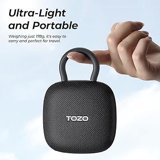 TOZO PE1 Portable Bluetooth Speakers with Adjustable Carabiner, Mini Bluetooth Wireless Shower Speaker with IPX8 Waterproof, 32H Playtime Punchy Bass Audio Speaker for Home, Outdoor and Travel, Black