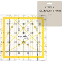 KERING Patchwork Quilting Ruler - 5" x 5" Non-Slip Acrylic Square Ruler for Foundation Paper Pieces, Bias Strips, Rotary Cuts, Durable Quilting Tool with Non-Slip Backing
