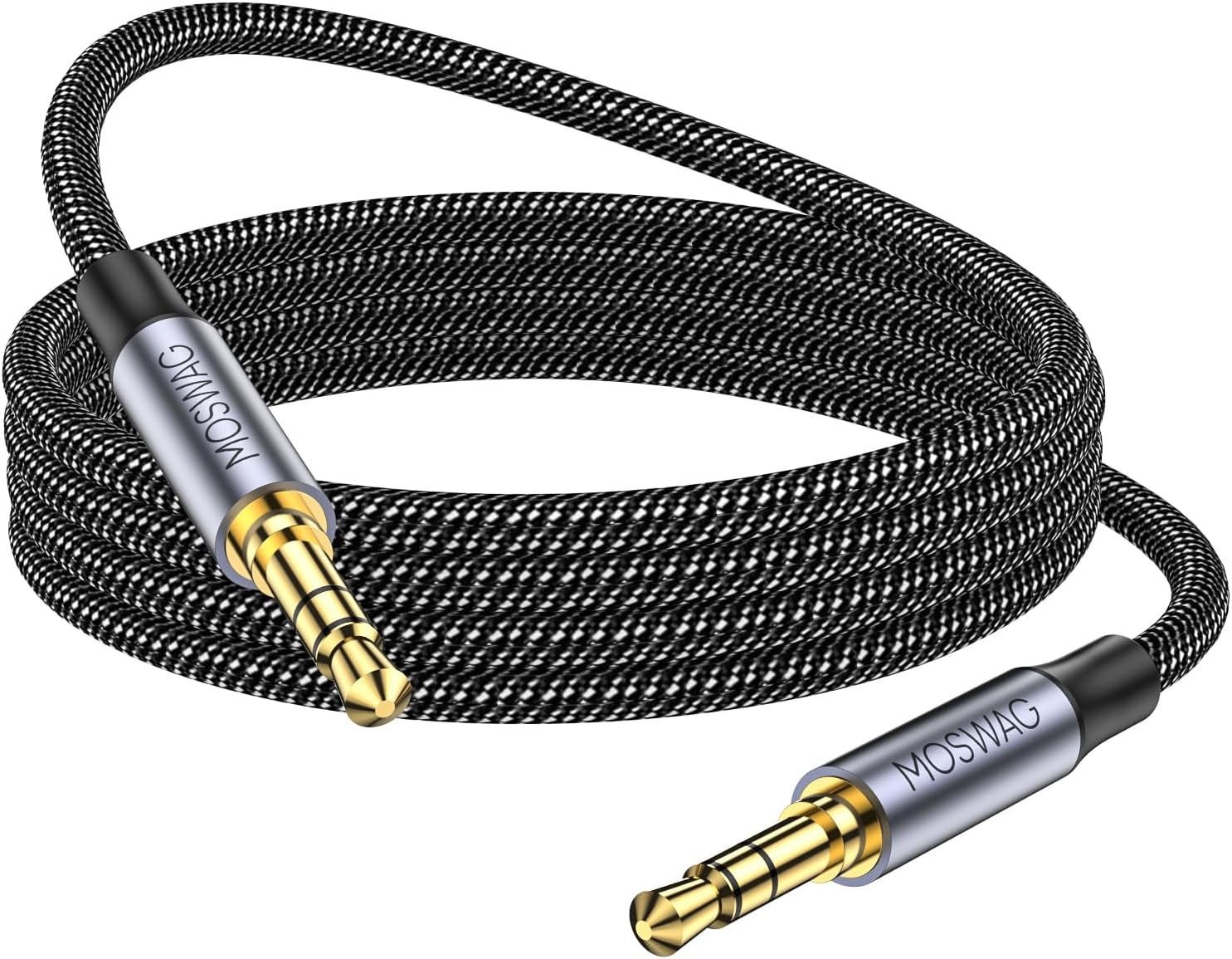MOSWAG 3.5mm Male to Male Aux Cable, 3.5mm Aux Cord to 3.5mm Audio Aux Jack Cable Nylon Braided Stereo Jack Cord for Phones,Headphones,Speakers,Tablets,PCs,Music Players and More