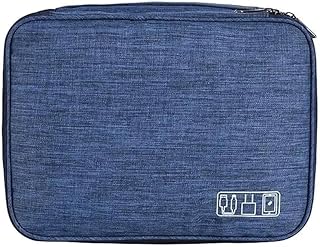 حقيبة تنظيم كابلات رقمية محمولة مقاومة للماء للماوس وخط البيانات وقابس سلك سماعة الرأس مناسبة للسفر (كحلي)