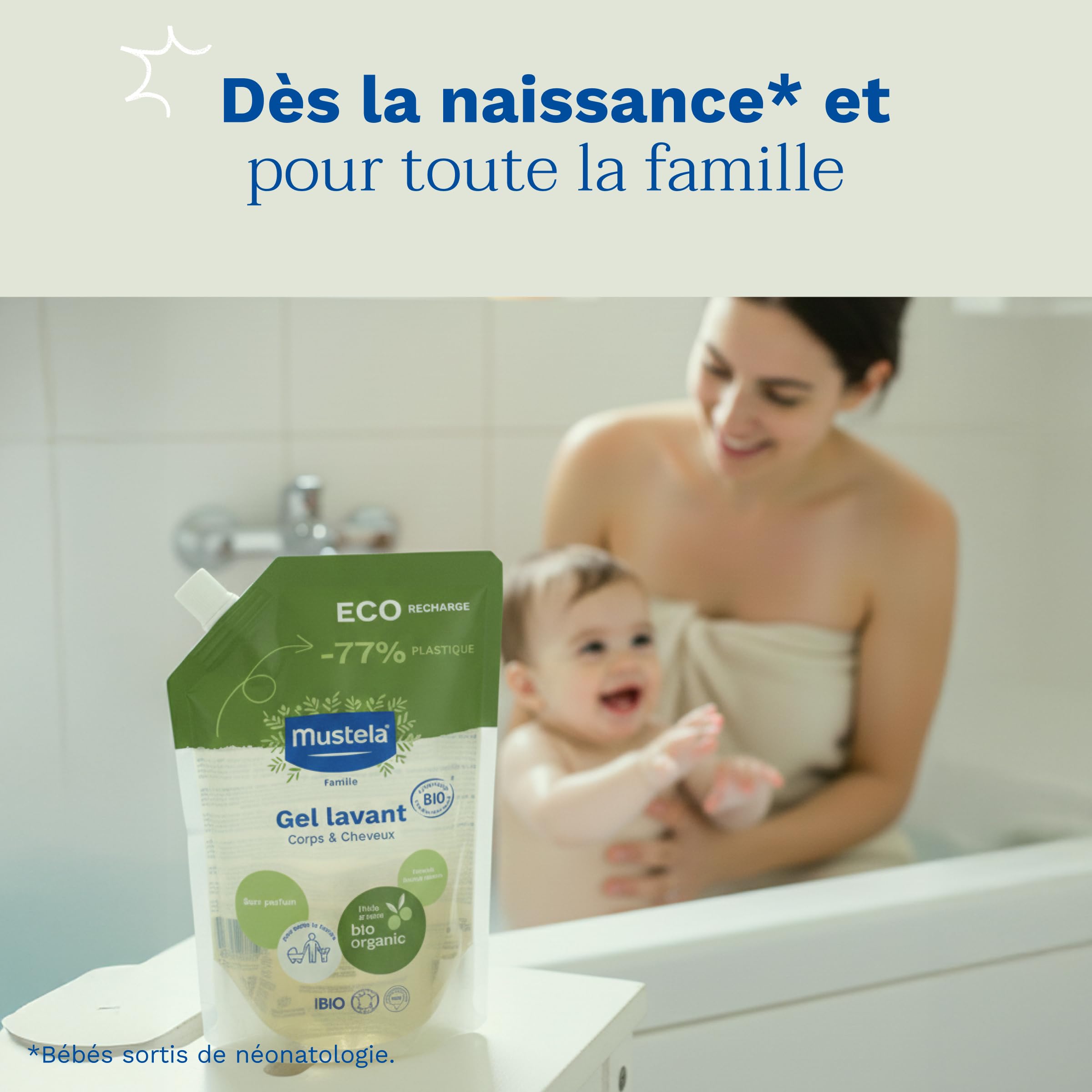 Mustela - Gel Lavant Bébé Eco-Recharge Vegan - Nettoyage Doux pour Toute la Famille - Dès la Naissance - Huile d'Olive Bio, Glycérine, Aloe Vera - Hygiène bébé - 97% d'ingrédients d'origine naturelle