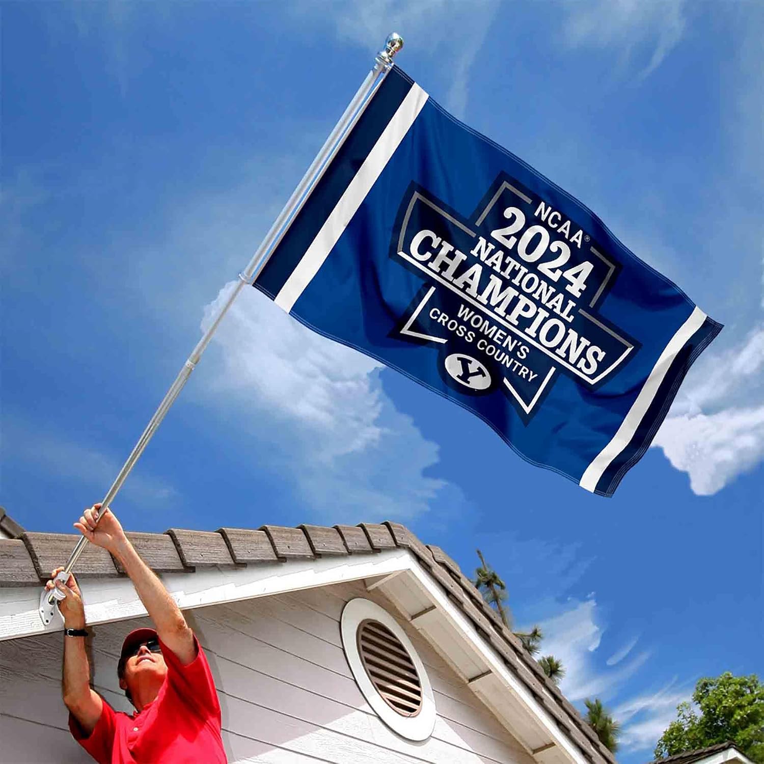 College Flags & Banners Co. Brigham Young Cougars Women's Cross Country 2024 Champions 3x5 Grommet Flag