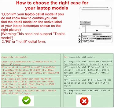 Protective Case for Lenovo 14e Chromebook Gen 3/IdeaPad Slim 3i Chromebook Gen 8 14 & EliteBook 840 G8 G7/ZBook Firefly 14 G9 G8/Pavilion 14-ecX 14-dvX & Latitude 3450 14 Laptop,Black