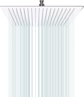 Durable Stainless Steel High Pressure Square Rainfall Shower Head with Self Cleaning Nozzles for Bathroom (10 inches)