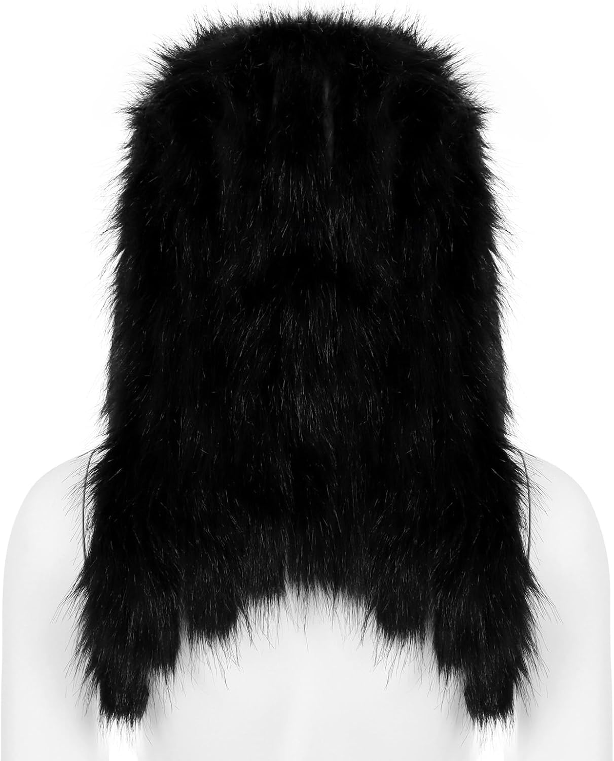 Faux Fur Animal Wolf Fox Head Mask Plush Costume Accessories for Halloween Cosplay Party - Image 4