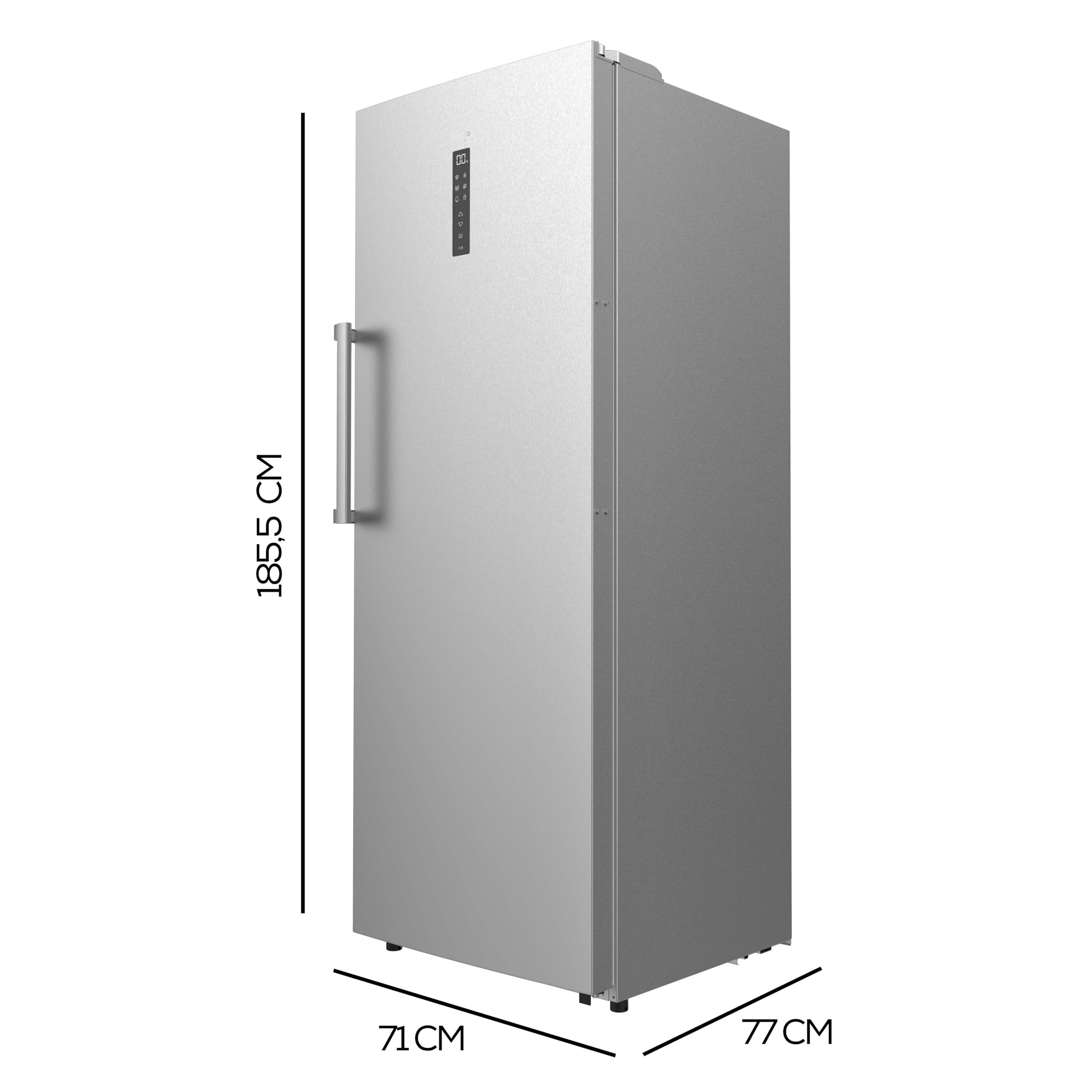Cecotec Congélateur Vertical 380L Bolero CoolMarket UF 380 Inox, Moteur Inverter Plus, Total No Frost, Convertible en Réfrigérateur