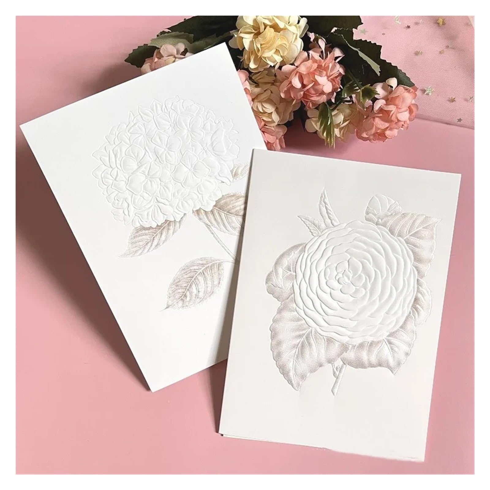 Zaproszenie na ślub Zaproszenia na każdą okazję, zaproszenia ślubne z kopertami Pop-Up Puste tłoczone kwiaty Białe 1 szt. lub 6(6PCS)