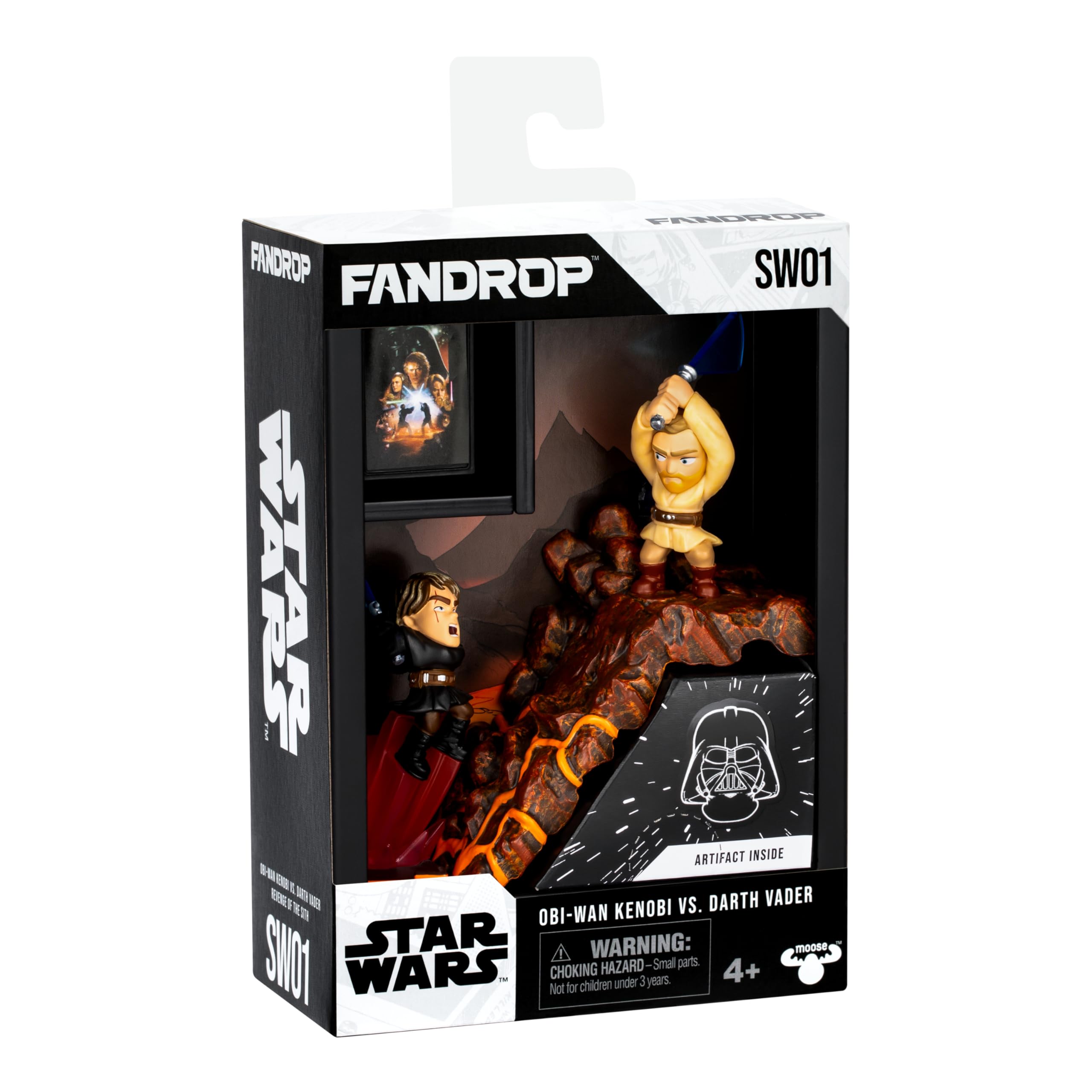 FANDROP SW01-Star Wars: Revenge of the Sith - Obi-Wan Kenobi VS. Darth Vader, Combines An Epic Diorama, Artifacts & Scene Marker Creating A Display To Enhance Any Star Wars Collection,