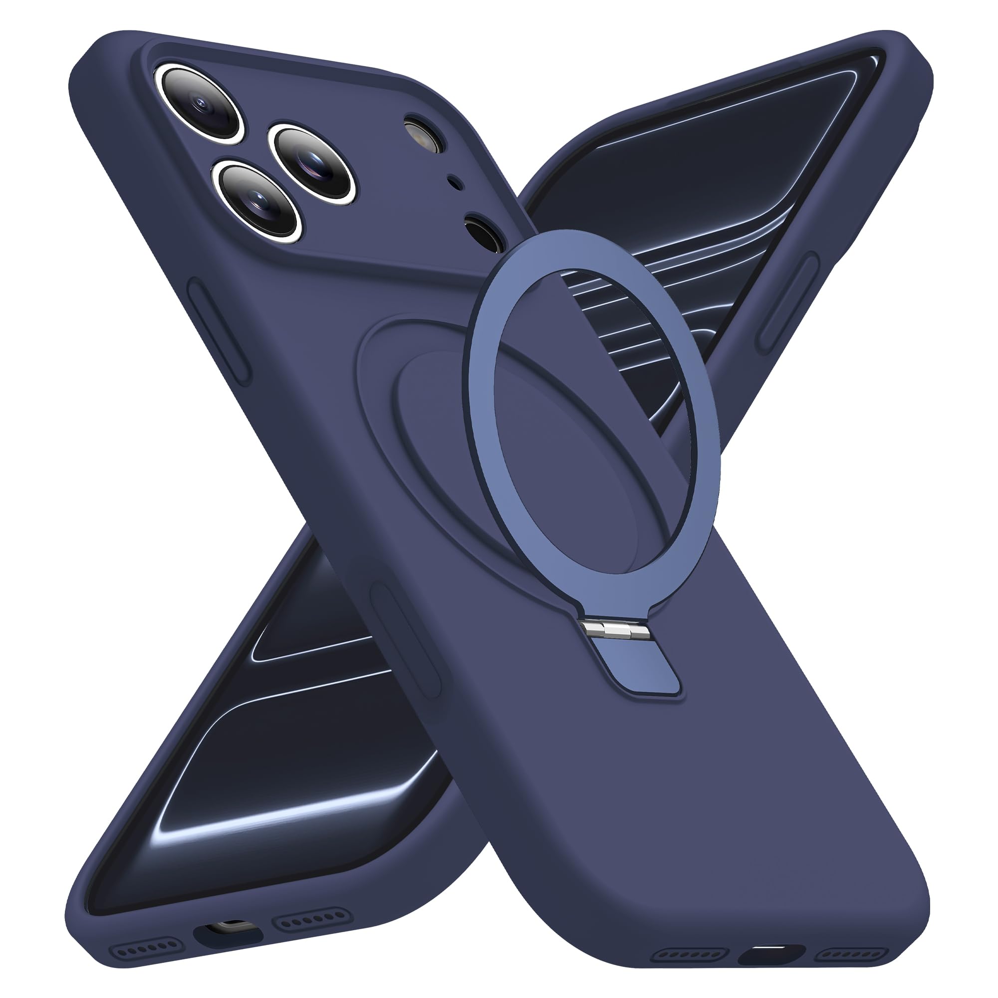 Photo 1 of SKYLMW Compatible with iPhone 17 Pro Case with Magnetic Invisible Stand Compatible with Mag-Safe Military Drop Tested Shockproof Silicone iPhone 17 Pro Phone Cases for Women Men 6.3"?Dark Blue