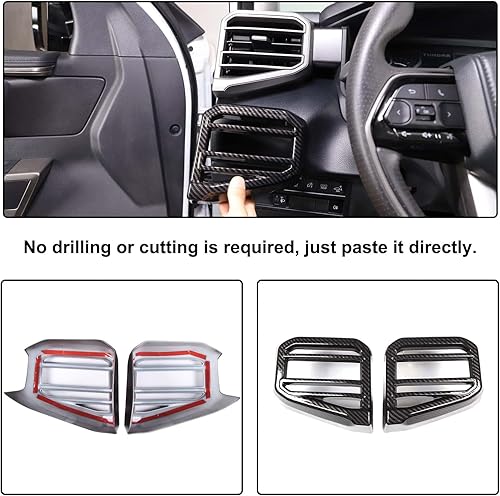 Vista 44 de Cubierta de salida de aire lateral para consola central de automóvil, compatible con Toyota Tundra 2022+ Sequoia 2023+ cubierta de panel de aire