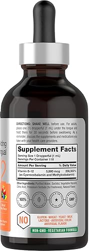 Miniatura 2 de B-12  5000mcg  4oz  Vitamina líquida sublingual de acción rápida sabor a bayas naturales  Fórmula vegetariana, sin OMG y sin gluten  por Horbaach