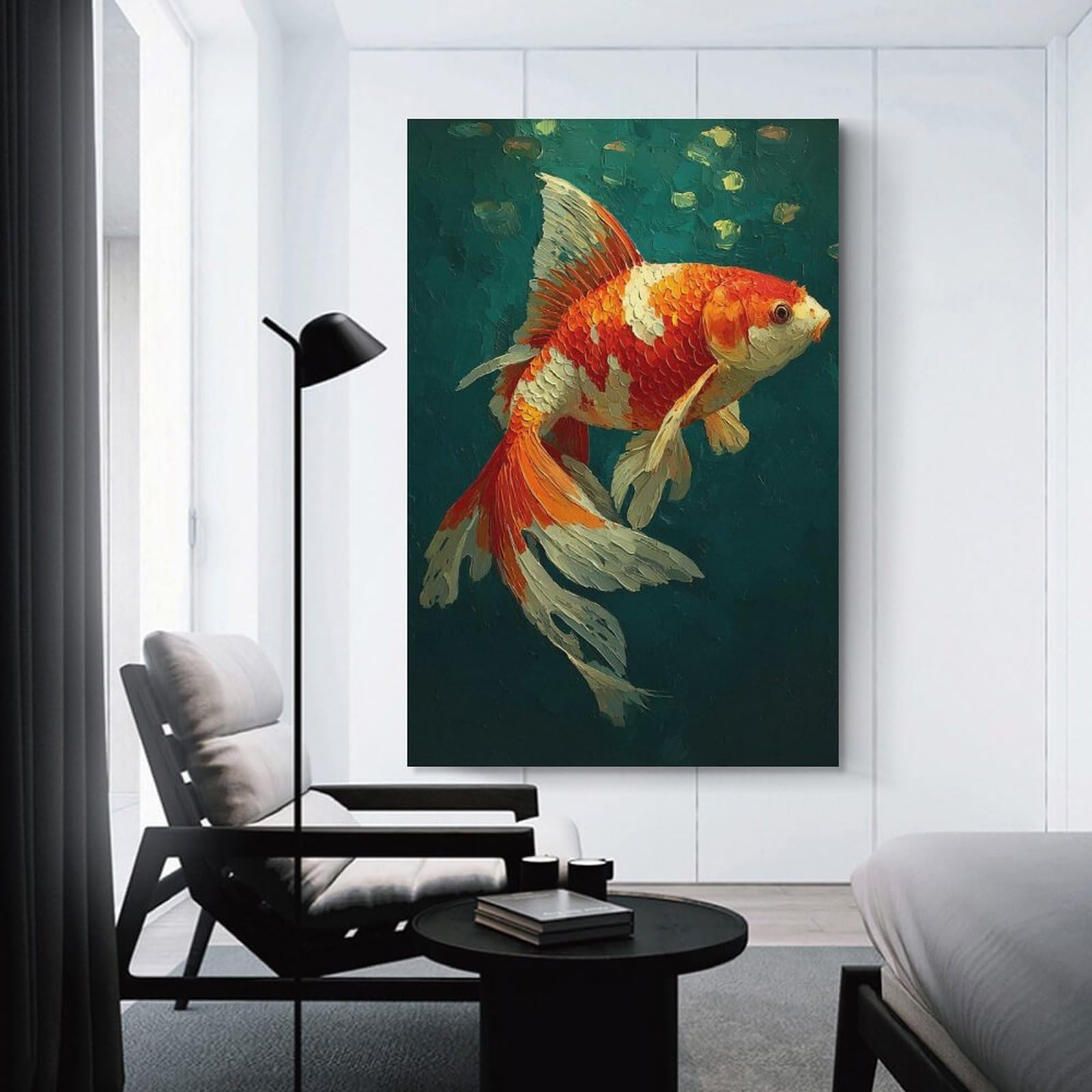 Junmoney Goldfish Painting Decorative Wall Artwork, 20x30inch(50x75cm), for New Homes, Bedrooms Or Workspaces, Gift Idea for Housewarming And Birthdays
