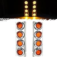 Vista 1 de Partsam Soporte de barra de luz limpiador de aire frontal para camiones remolque de 2" pulgadas, 36-2538 LEDs con lente visera color ámbar