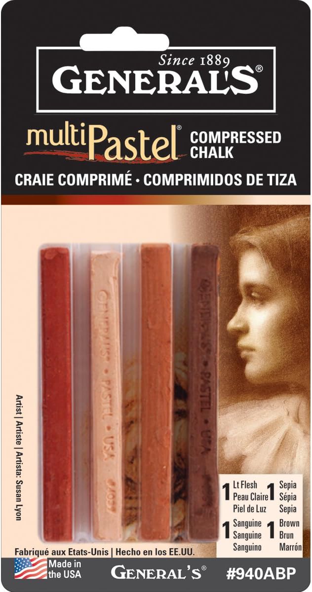 General's MultiPastel Compressed Chalk Sticks, 4 Pack, Earthtones