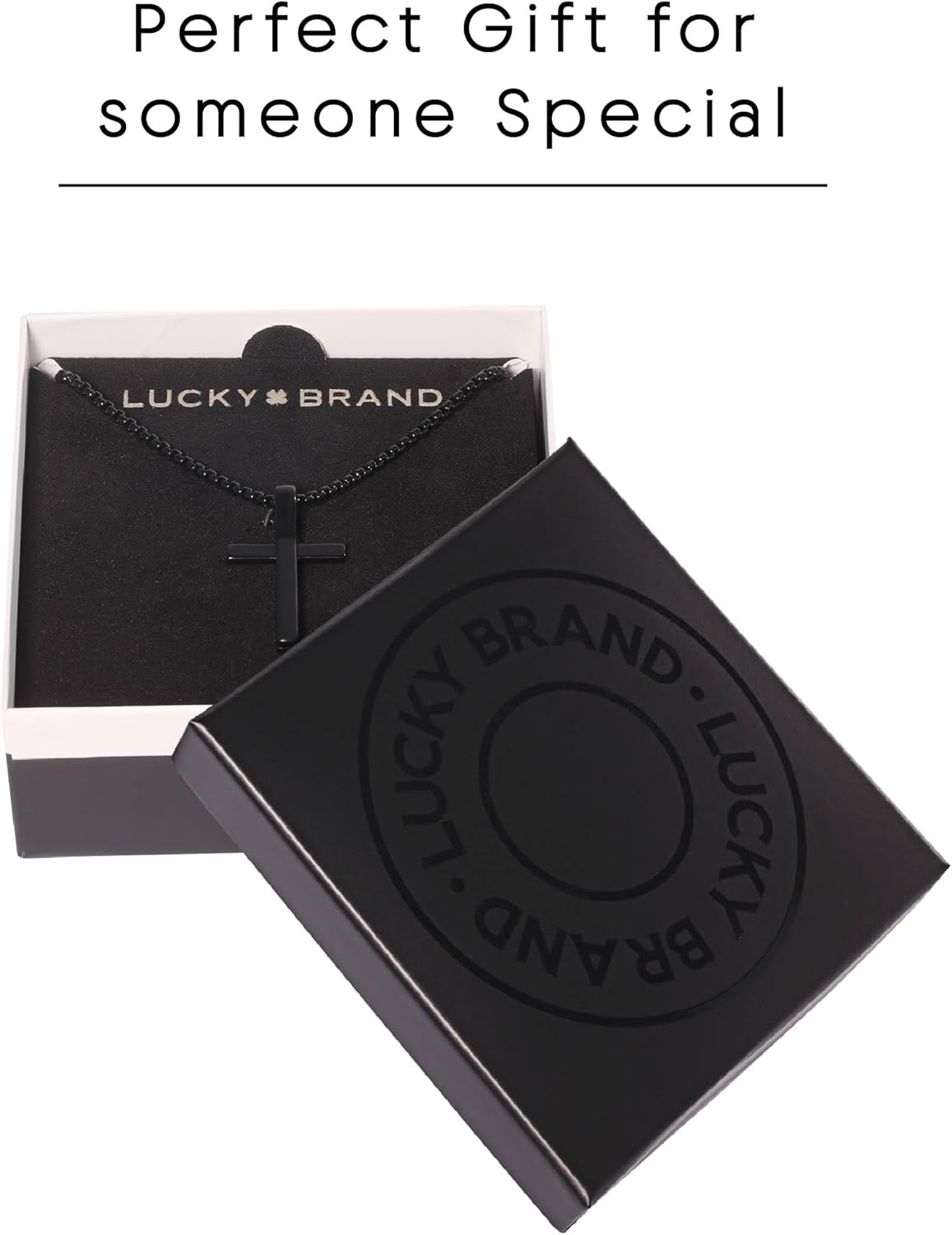 Lucky Brand Mens Black Cross Pendant Necklace, 22"" Black Onyx-Plated Cross Necklace for Men, Cross Jewelry - Image 6