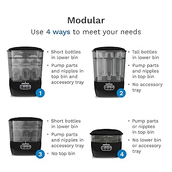 Baby Brezza Bottle Sterilizer and Dryer Advanced 33% Faster - Largest Capacity Steam Sanitizer - Universal Sterilization Machine for All Bottles + Pump Parts - HEPA Air Filter, Black