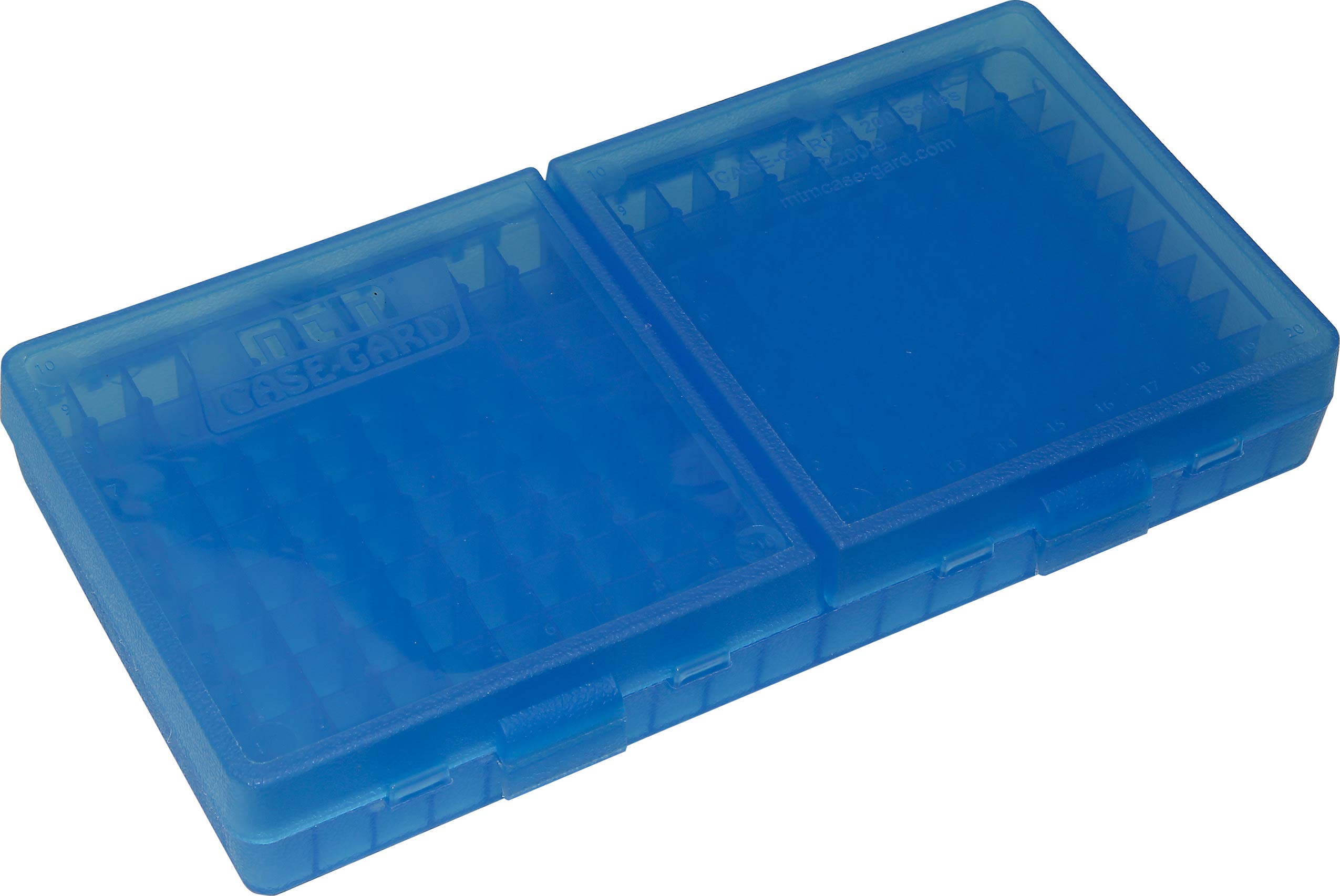 MTM Ammo Box 200 Round Flip-Top 9mm 380 ACP, Clear Blue