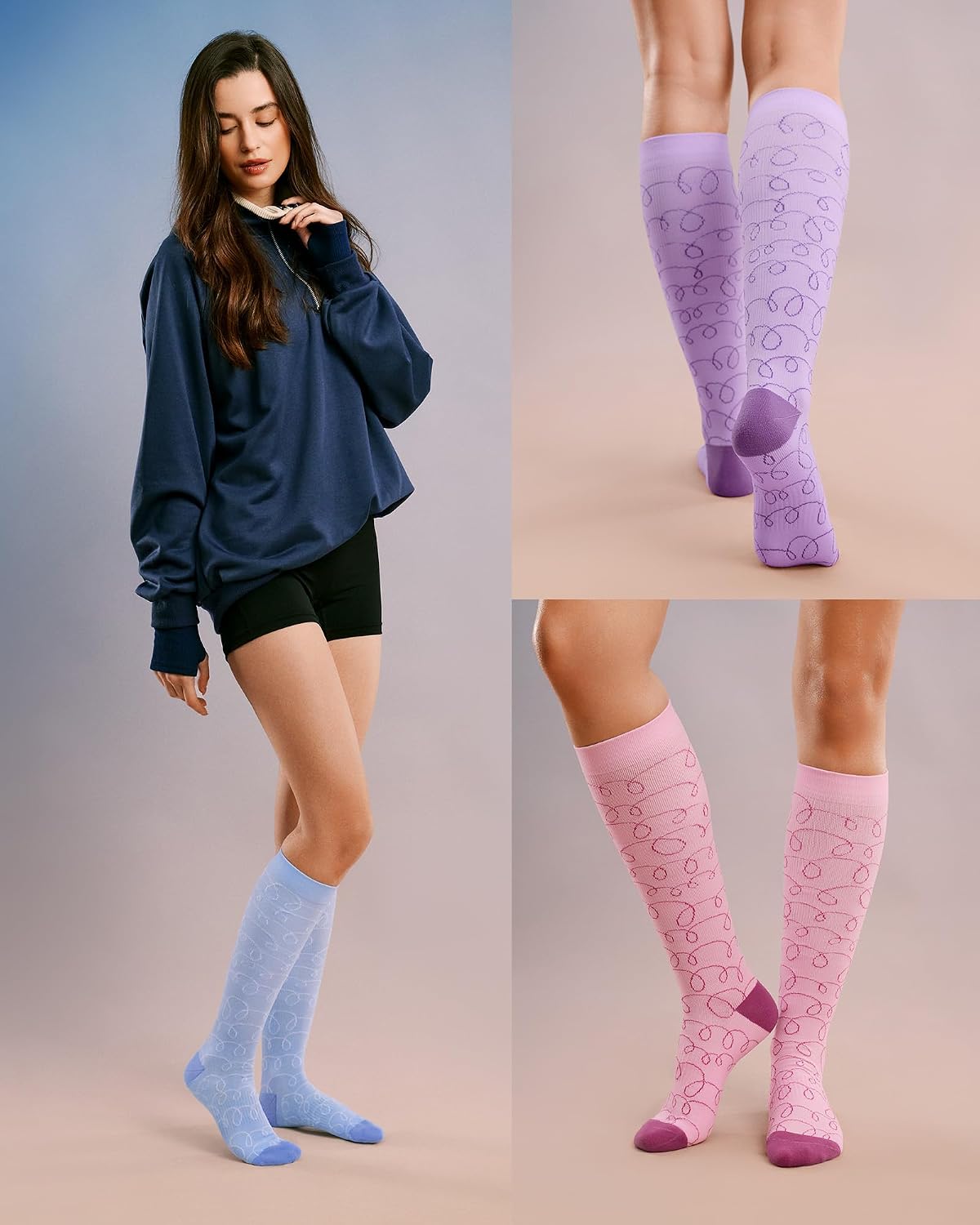 FITRELL 15-20mmHg Compression Socks for Women & Men 4 Pairs image 2