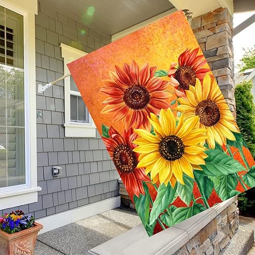Miniatura 7 de Bandera de girasol para casa de otoño de 28 x 40 pulgadas, bandera de jardín de verano de doble cara, banderas de otoño para exteriores, granja,