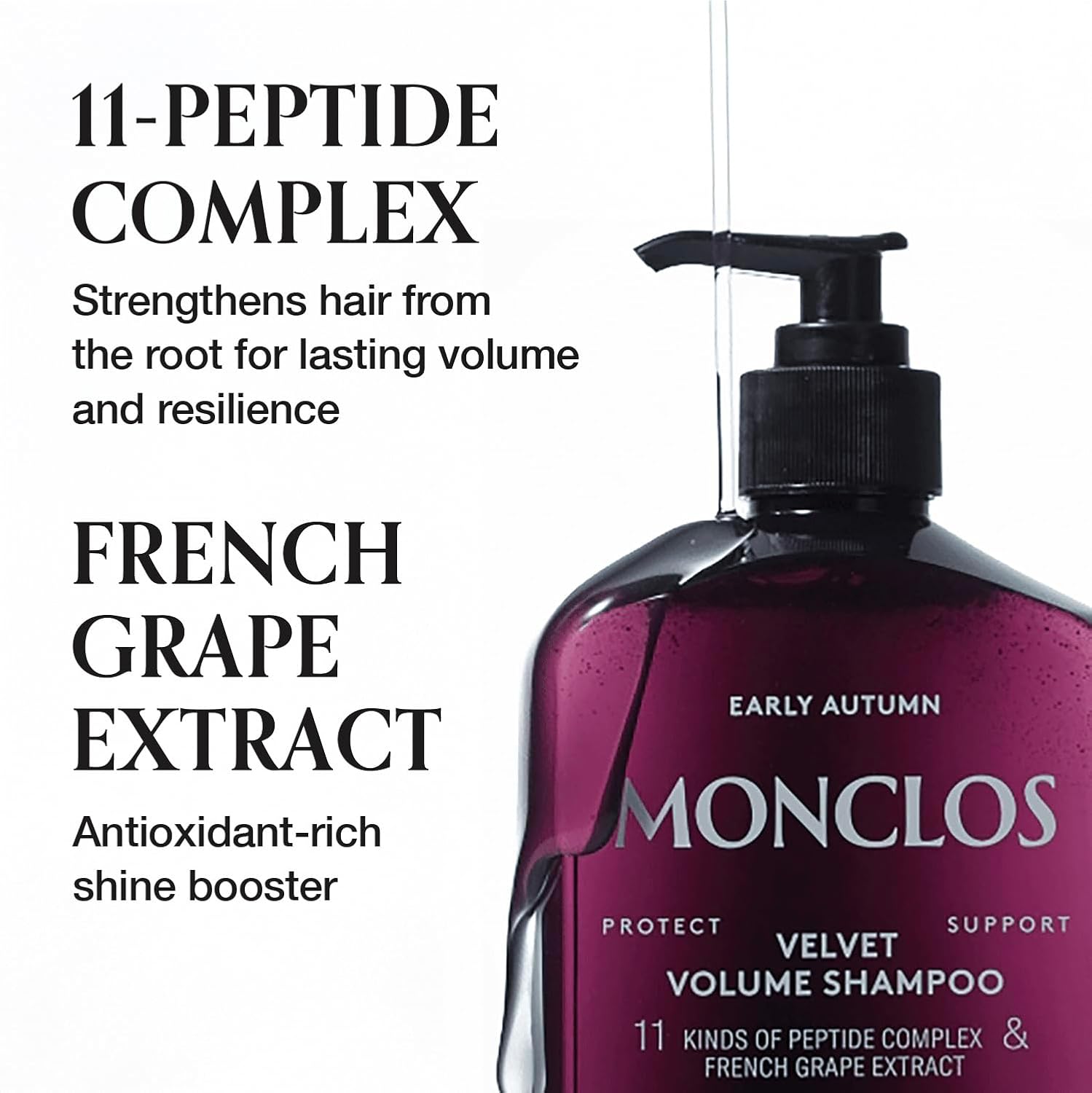 MONCLOS Velvet Shampoo (16.9 fl oz) - Volume Shampoo for Fine and Thinning Hair. Sulfate-Free, Peptide-Infused Formula for Soft, Shiny Hair, and Root Volumizing - Image 7