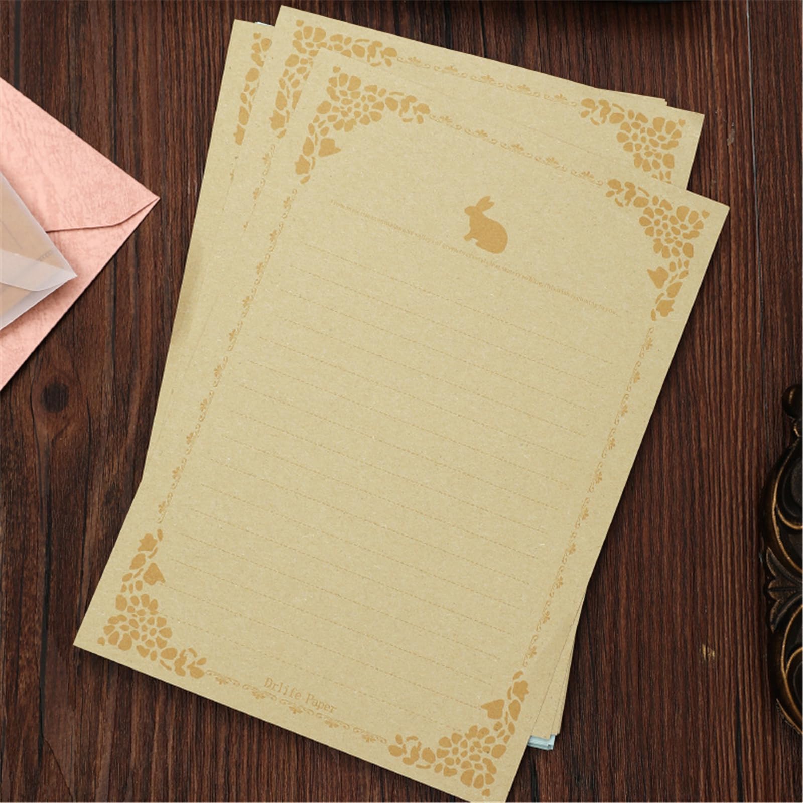 Blumen Briefpapier Set, 14, 5 x 21 cm, Briefpapier, Grußkarte für Geburtstag, Abschlussfeier, 160 Blatt Vintage Briefpapier