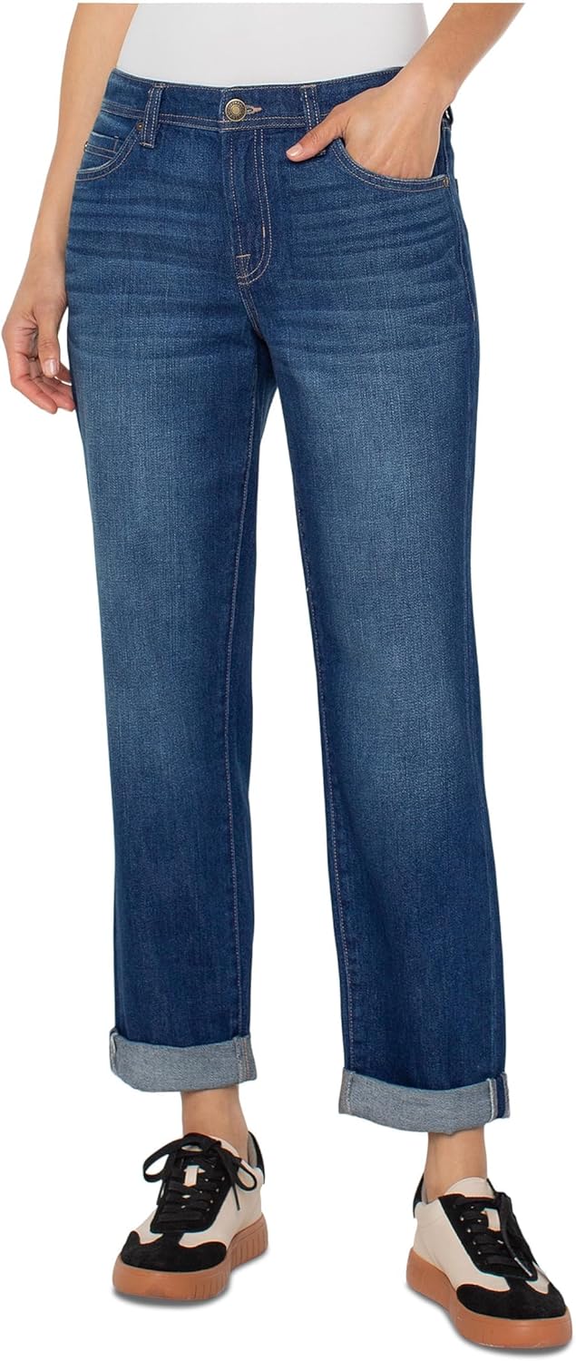 Liverpool Women's The Keeper Boyfriend Mid-Rise Rolled Jeans 29" Unrolled/ 26" Rolled Inseam