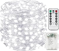 Vista 8 de Guirnalda de 300 luces LED extralargas de 99 pies enchufables con control remoto, tira de luces impermeables para exteriores e interiores, 8 modos