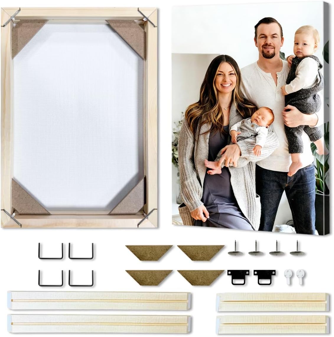 20x30cm Canvas Frame DIY Wooden Picture Frames, Vertical or Horizontal Wall Art frame for Canvas Prints, Oil Painting, Wall Art Paintings, Posters Prints with Self Assembly Kit, 1 Pack