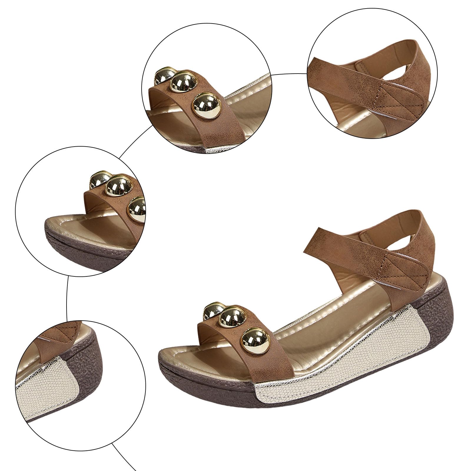 Sandały damskie Sandały Damskie Wygodne Sandały Damskie Letnie Grube Kliny Gruba Podeszwa Styl Casual Retro Minimalistyczny Antypoślizgowy Amortyzacja Wytrzymała Wszechstronna Stylowa Młodzież