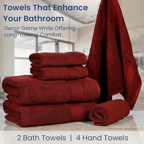 Miniatura 4 de Juego de 6 toallas de baño de lujo de chocolate extra grandes, 100% algodón suave de 700 GSM, gruesas, absorbentes, de secado rápido, toallas de