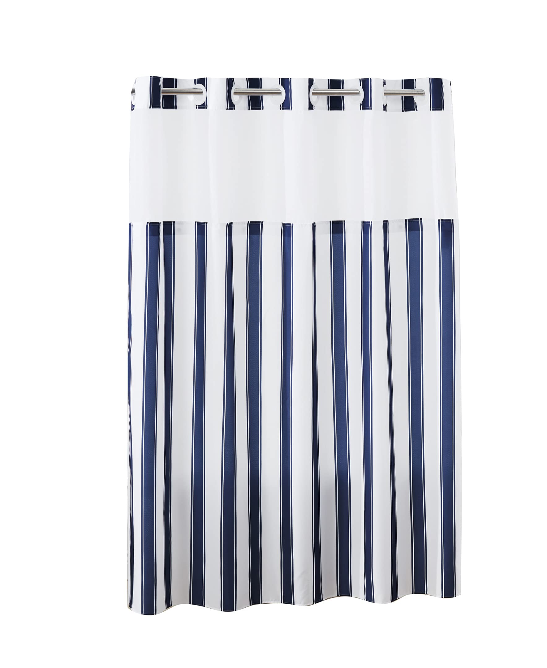 Hookless Stripes Shower Curtain with Peva Liner, 71 X 74, Navy