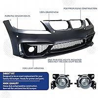 Vista 3 de PENSUN Estilo M4 Defensa Delantera con agujeros PDC y luces antiniebla Compatible con BMW 3 Series E90 E91 Sedán de 4 puertas 2006-2008, No