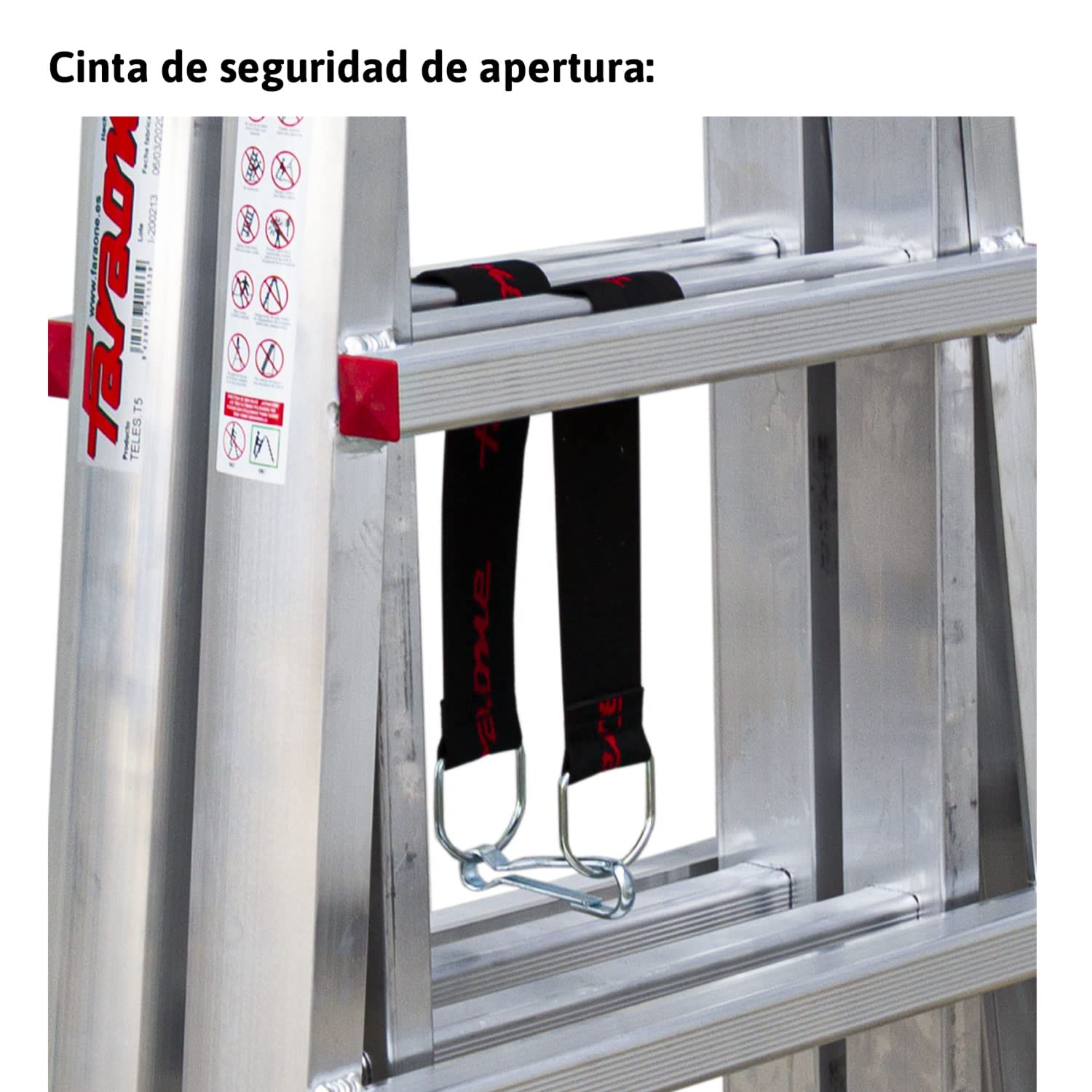Faraone - Escalera de Aluminio - Escalera Telescópica TELES.T6-185 x 60 x 21 cm - 12+12 Peldaños - Escalera de Aluminio Multiusos - Altura Regulable - Muy Resistente y Estable